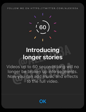 Instagram longer videos in Stories