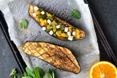 Baked Eggplant With Za’atar, Orange & Tahini Dressing Recipe