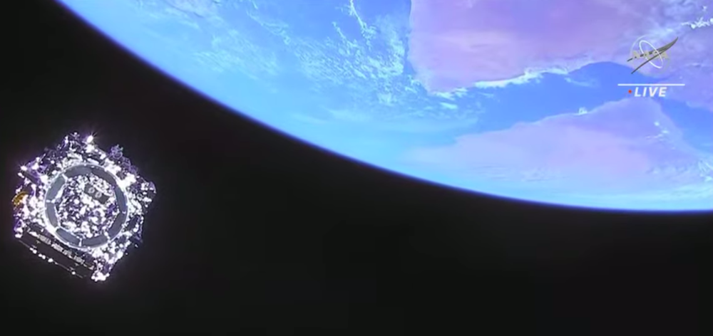 James Webb Space Telescope over Earth after separating from rocket
