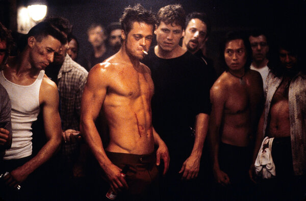 Brad Pitt in a scene from “Fight Club,” released in 1999. A version of the film on a streaming service in China features a different, less violent ending.