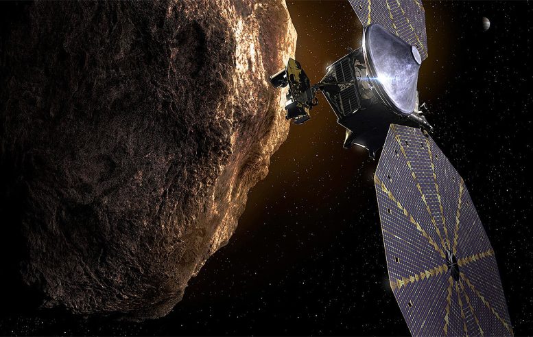 Lucy Spacecraft Near Large Asteroid