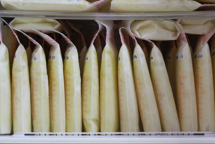 breast milk storage bags for new baby in fridge