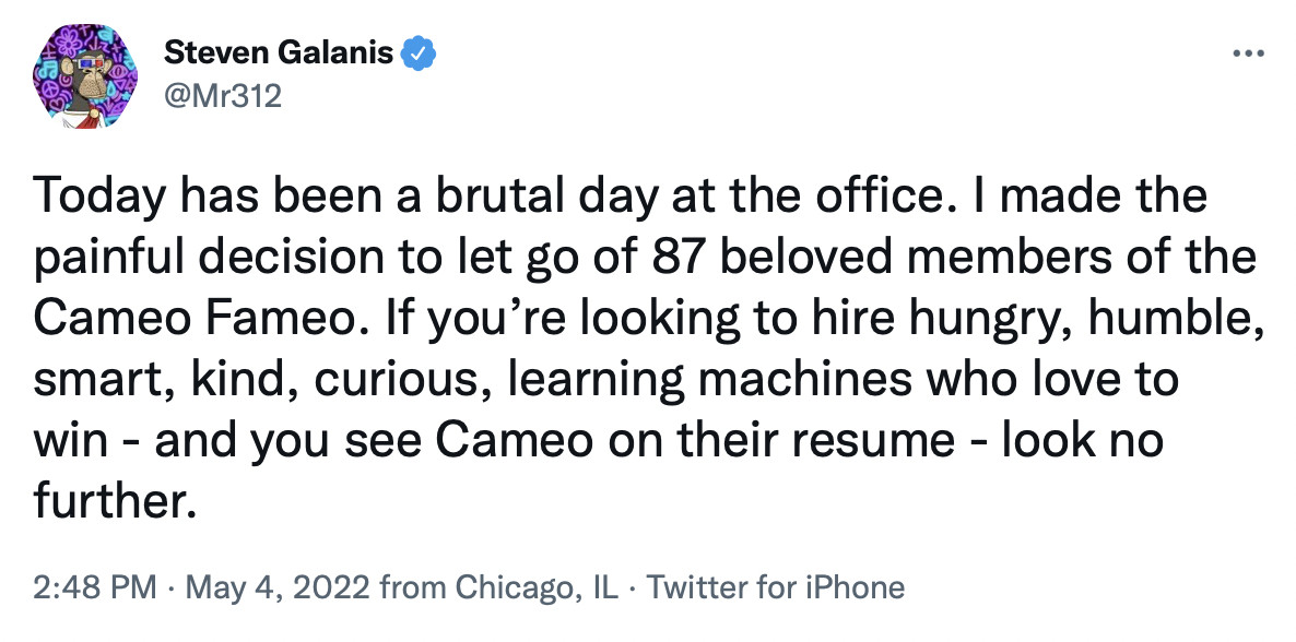 Today was a rough day at the office.  I made the painful decision to let go of 87 beloved members of the Cameo Fameo.  If you're looking to hire hungry, humble, smart, friendly, curious, instructive machines that love to win - and you see Cameo on their resume - then look no further.
